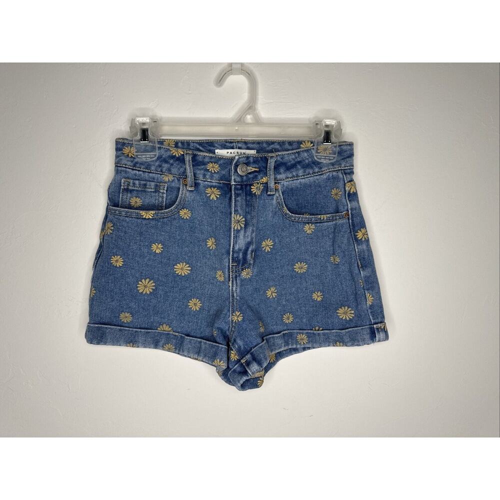 Pacsun Women’s Flower Print Denim Mom Fit Jean Shorts Size 25